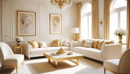 white and gold theme modern interior design