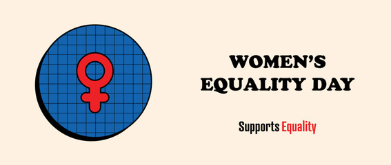 Women's Equality Day August 26. Template for background, website header banner, card, social media post, and poster with text inscription. Feminism holiday. Girls power. 
