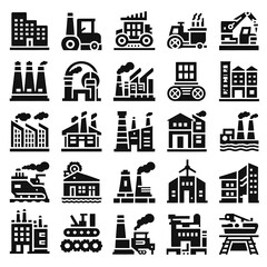 icon, hotel, signs, silhouette, tool, business, collection, crane, illustration, industry, set, black, construction, house, symbol, vector, building, food, travel, estate, factory, power, industrial, 