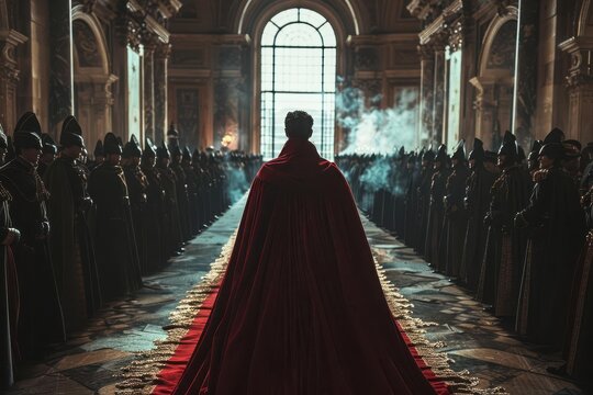 Wide-angle shot of superheroes in historical attire