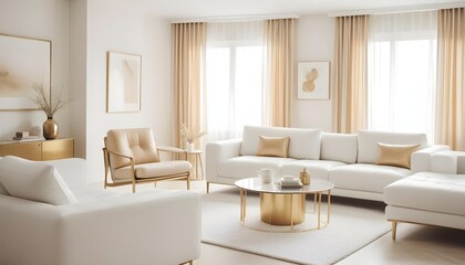 Fototapeta premium white and gold theme modern interior design