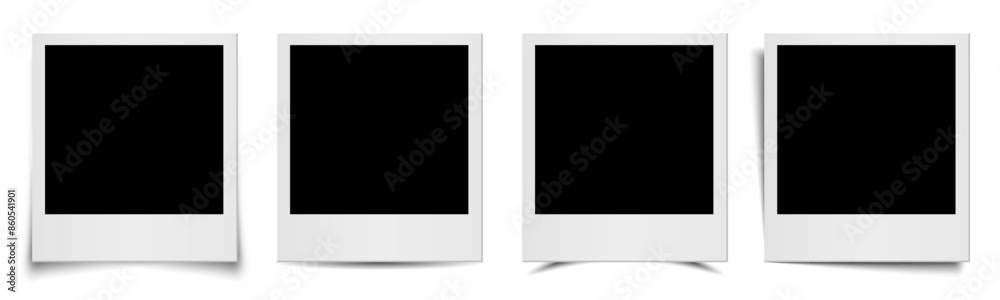 Poster empty white photo frame, set realistic photo card frame mockup with different shadows