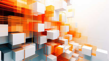 abstract background made of cubes orange and white