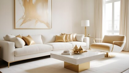 white and gold theme modern interior design