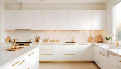 Fototapeta premium white and gold theme modern interior design