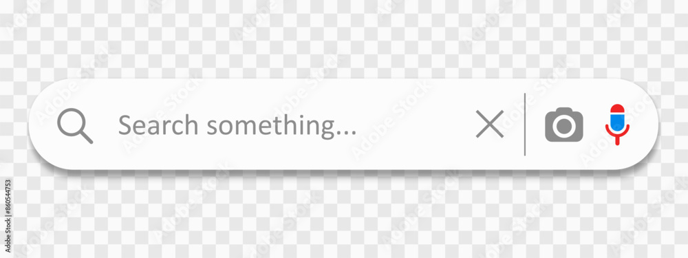 Poster Search bar web page internet browser button, search box template for UI UX design, white search box with shadow on transparent background