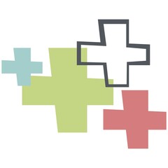 Obraz premium Mid Century. Set of geometric pattern element in mid-century style. Retro abstract collection of vibrant colorful sparkle, starburst, flower shape. Modern trendy design for cover, business card, poste