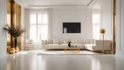 white and gold theme modern interior design