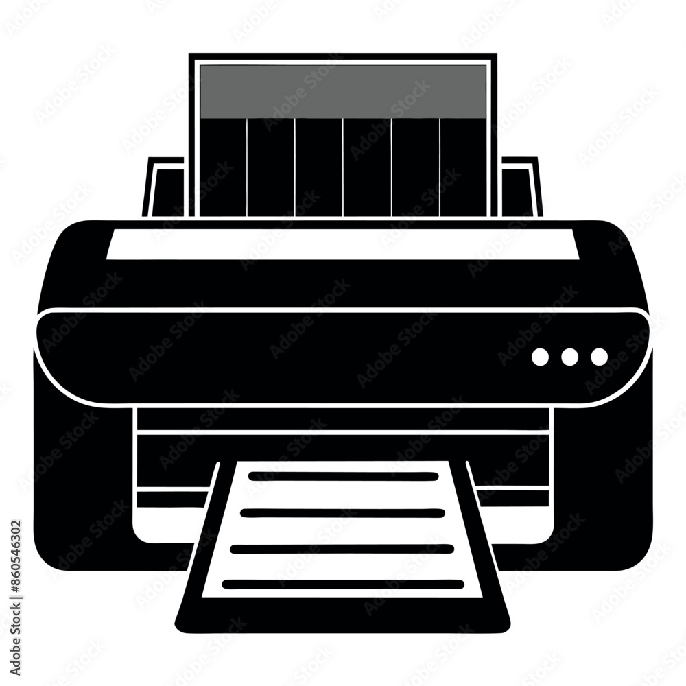 Poster icon of a digital printer isolated on a white backdrop, this simple image of a digital printer vecto