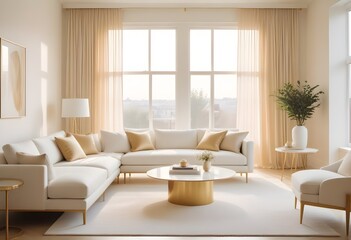 white and gold theme modern interior