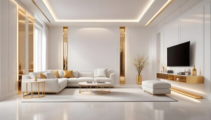 white and gold theme modern interior design