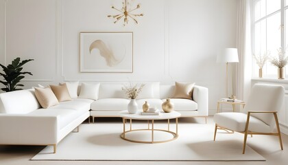 Fototapeta premium white and gold theme modern interior design