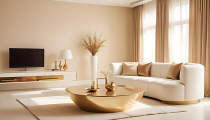 Fototapeta premium white and gold theme modern interior design