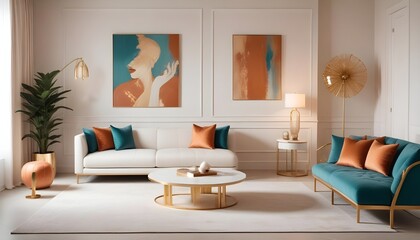 Fototapeta premium white and gold theme modern interior design