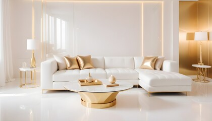 white and gold theme modern interior design