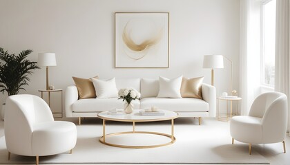 white and gold theme modern interior design