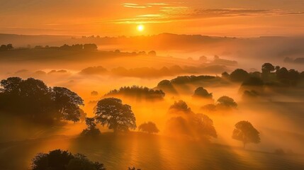 Obraz premium Natural views in the morning or evening are stunning and inspire relaxation and relieve stress, nature wallpaper image backgrounds. Ai generated image