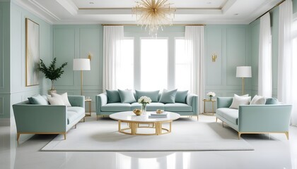 Fototapeta premium white and gold theme modern interior design