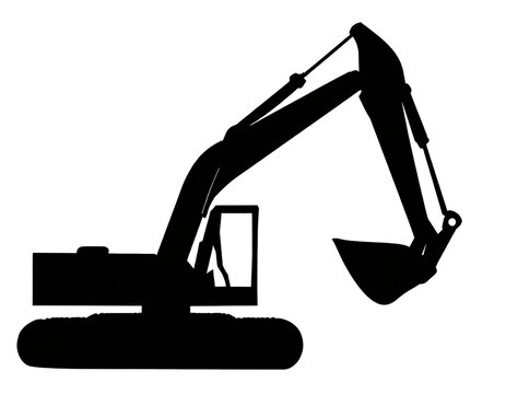 schwarze Silhouette Kontrast Bagger icon isoliert auf wei&szlig;en Hintergrund, Freisteller
