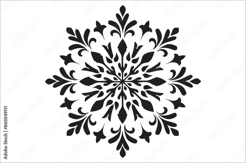 Poster snowflake silhouettes collection isolated on white background. flat snowflake icons.