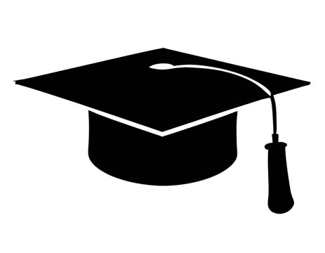 schwarze Silhouette Kontrast examen hut icon isoliert auf wei&szlig;en Hintergrund, Freisteller