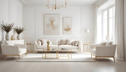 white and gold theme modern interior design