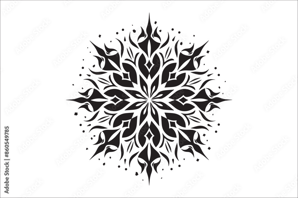 Poster snowflake silhouettes collection isolated on white background. Flat snowflake icons.