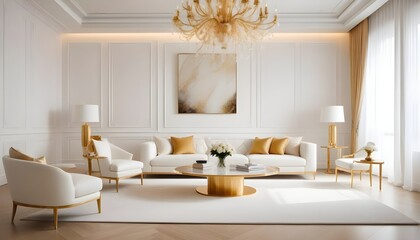 Fototapeta premium white and gold theme modern interior design