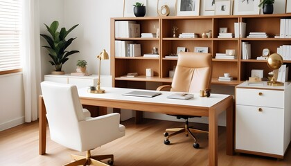 Fototapeta premium white and gold theme modern interior design