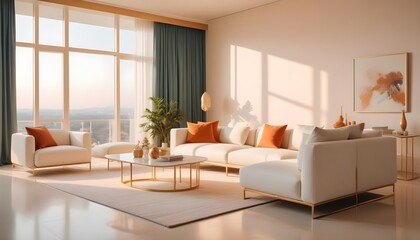 Fototapeta premium white and gold theme modern interior design