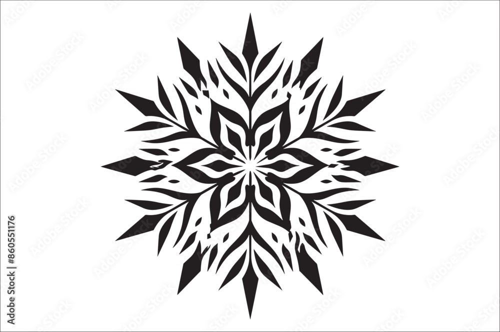 Poster snowflake silhouettes collection isolated on white background. flat snowflake icons, nice element fo