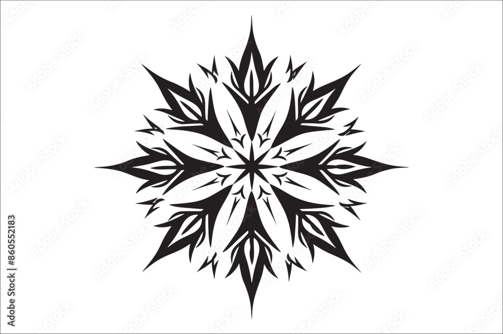 Poster snowflake silhouettes collection isolated on white background. flat snowflake icons, nice element fo