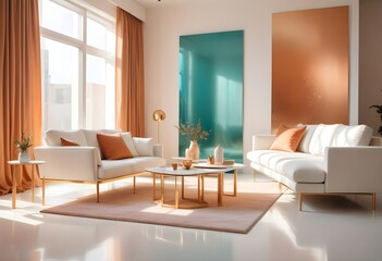 Fototapeta premium white and gold theme modern interior