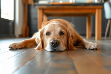 a dog lying in the kitchen, A Relaxed Dog Lying in a Cozy Kitchen: Creating the Perfect Pet-Friendly Space, The Peaceful Scene of a Dog Lounging in a Sunlit Kitchen: Tips for Pet Owners