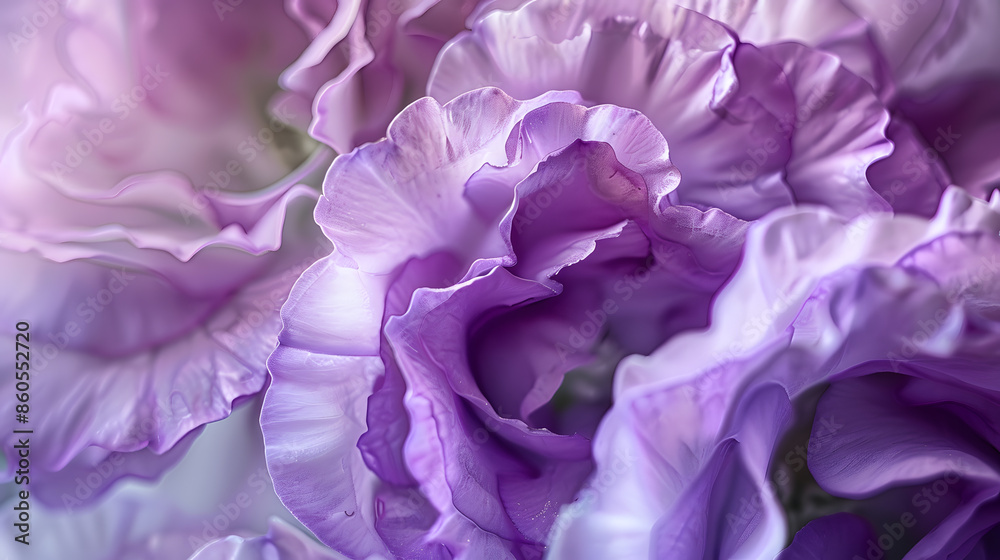 Poster violet eustoma flowers close up macro shot : generative ai