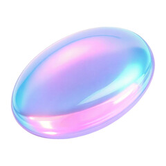 Colorful Iridescent Oval Abstract Art with a smooth, glossy surface featuring a gradient of vibrant pastel colors. Isolated on transparent background, png.