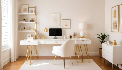 white and gold theme modern interior design