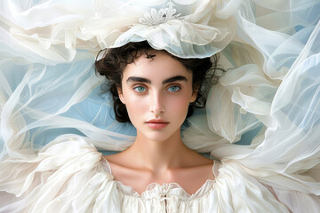 An English-style lady in a rich outfit