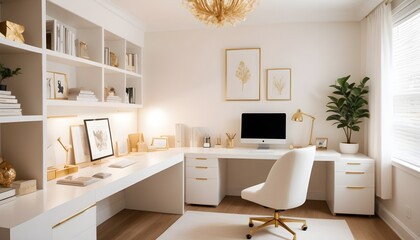 Fototapeta premium white and gold theme modern interior design