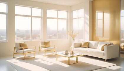 Fototapeta premium white and gold theme modern interior