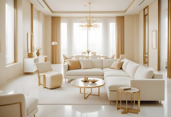 Fototapeta premium white and gold theme modern interior design