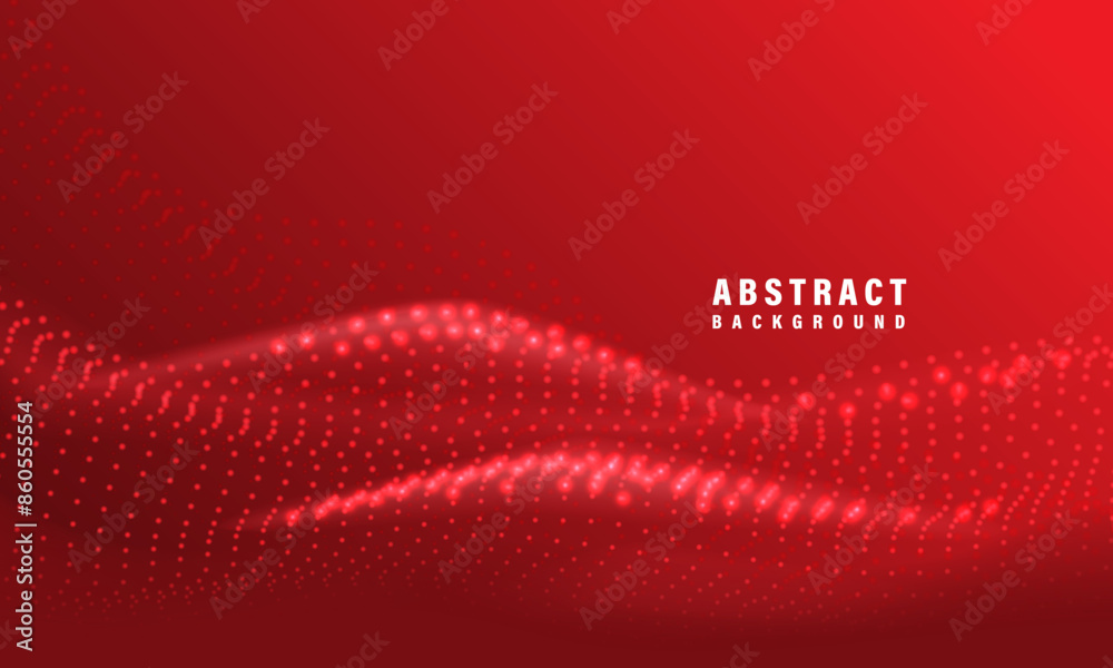 Poster abstract red dots wave mesh motion technology data design modern futuristic vector background