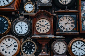 Fototapeta premium A collection of clocks with Roman numerals on them