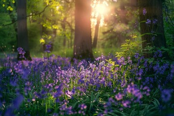  purple flower field in forest