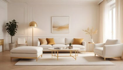 white and gold theme modern interior design