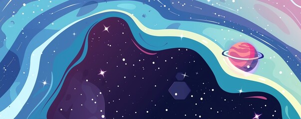 Andromeda flat design top view cosmic neighbor theme water color Triadic Color Scheme