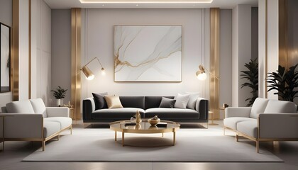white and gold theme modern interior design