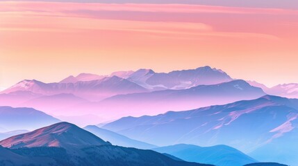 Obraz premium A majestic mountain range bathed in a gradient during sunrise