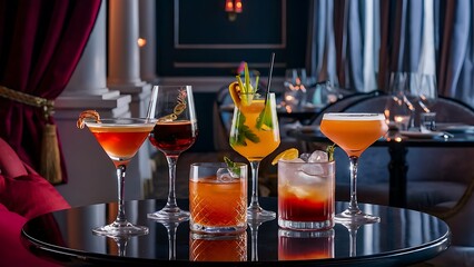 Alcohol cocktail drink on the table in restaurant