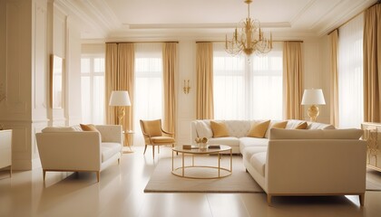 Fototapeta premium white and gold theme modern interior design